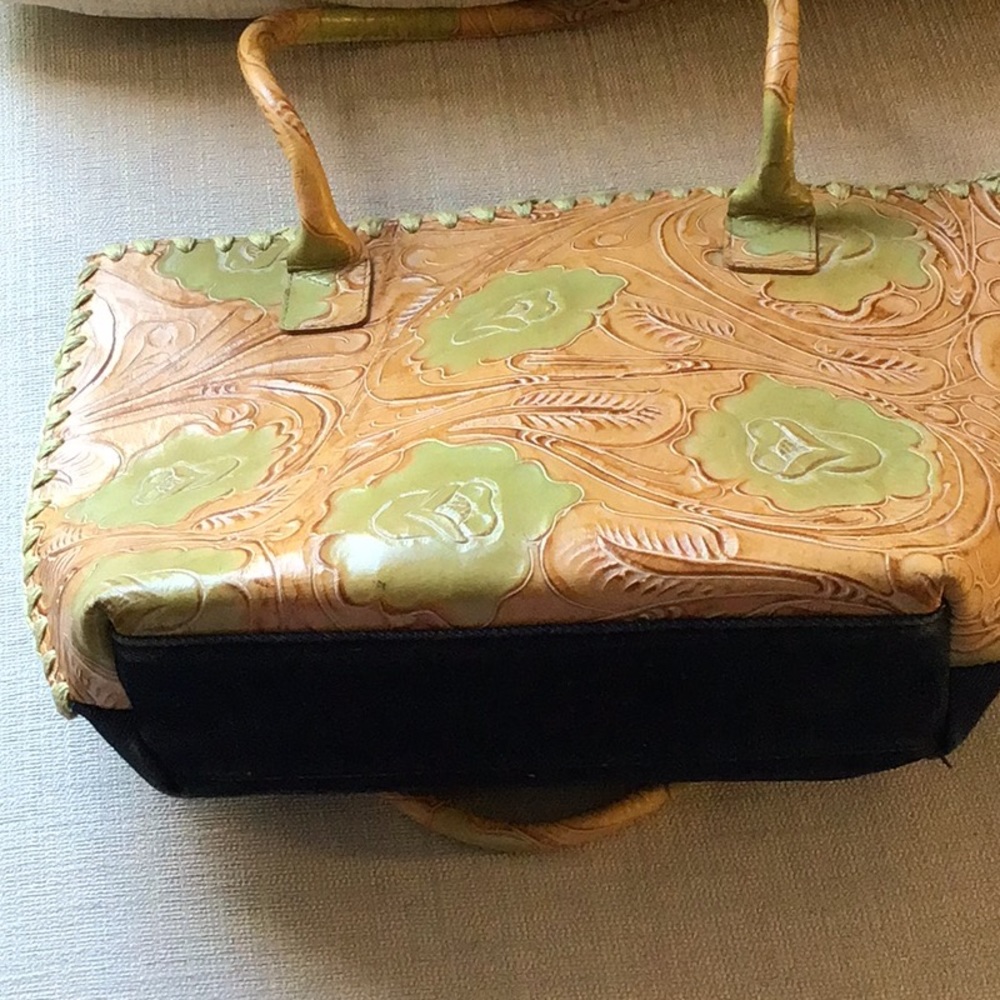 Berge Made In Italy Tooled Leatherdenim Purse Gem